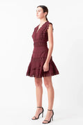 Plunging Neck Lace Trim Dress