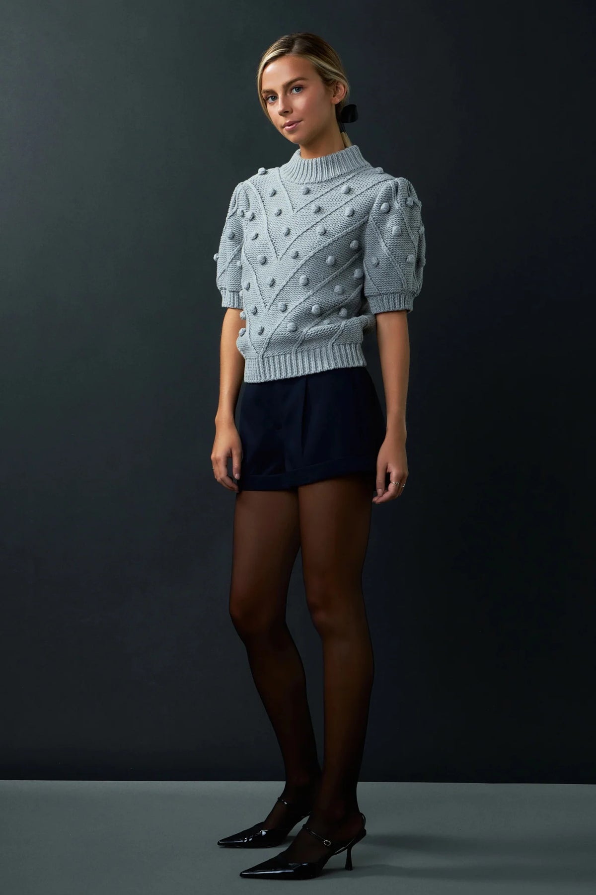 Pom Pom Puff Sleeve Sweater