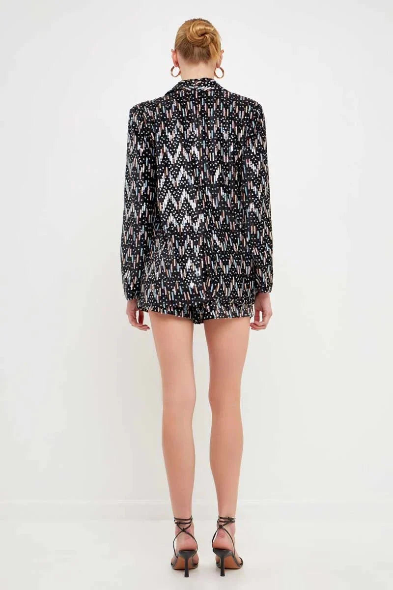 Sequin Single-Breasted Blazer
