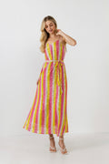 Striped Sequins Maxi Dress Multi Colored